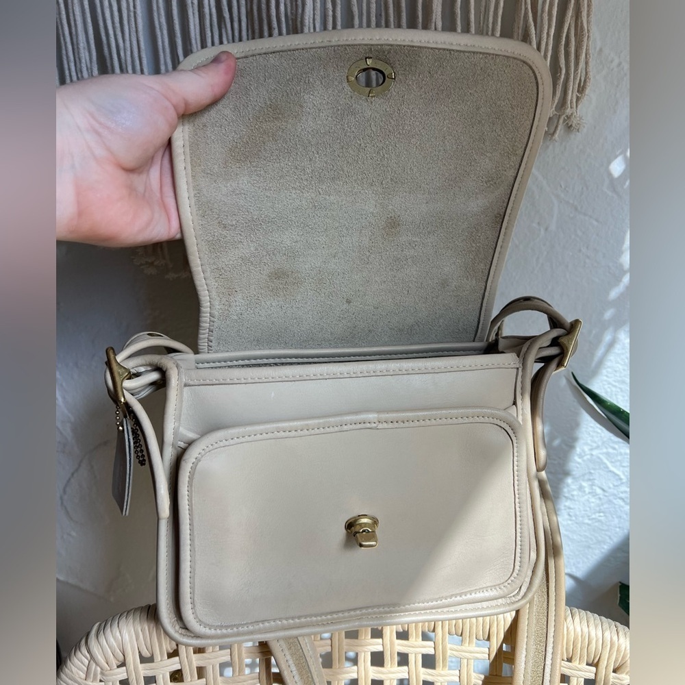 Authentic Vintage Coach Rambler’s Legacy 9061 Bone Leather Crossbody Bag USA - Picture 14 of 16